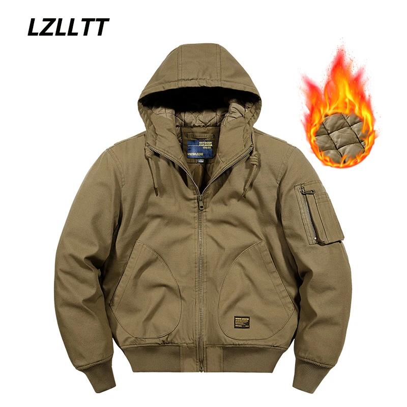 Blouson aviateur militaire en coton à capuche pour hommes