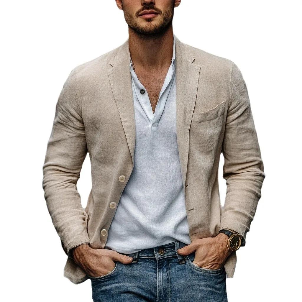 2025 nouvelle veste de costume pour hommes européens décontracté couleur unie