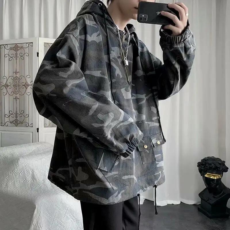 Veste Camouflage Homme Printemps Automne Tendance Marque Coréenne Ample Style Décontracté et Original