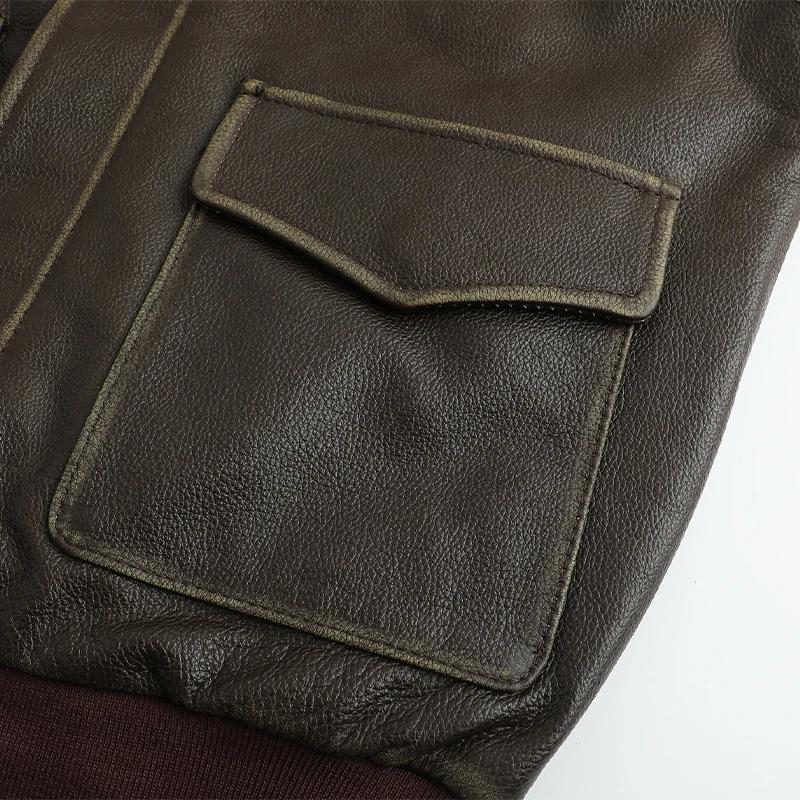 Veste en cuir Olive Vintage pour hommes