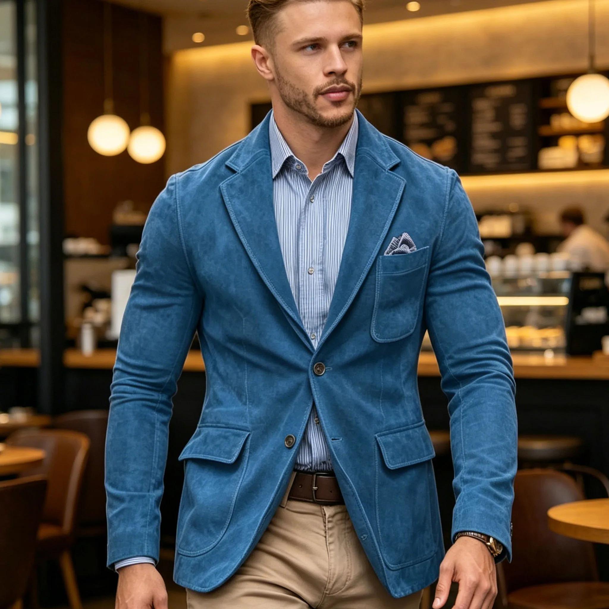 Blazer en daim marron pour homme