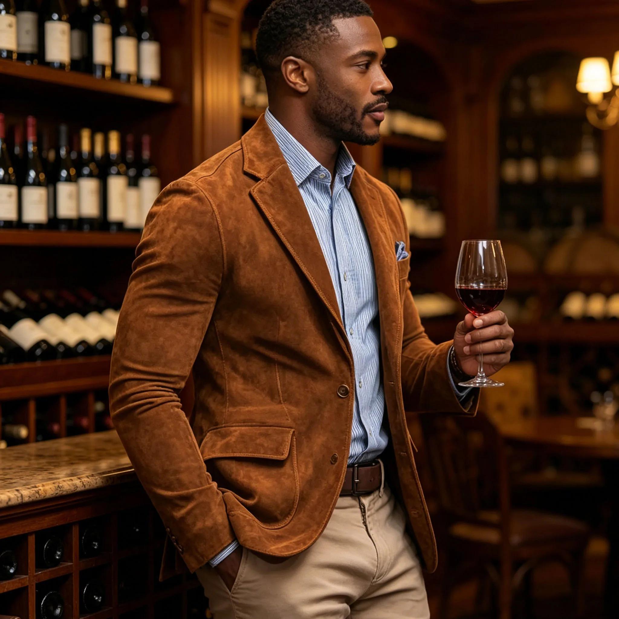 Blazer en daim marron pour homme