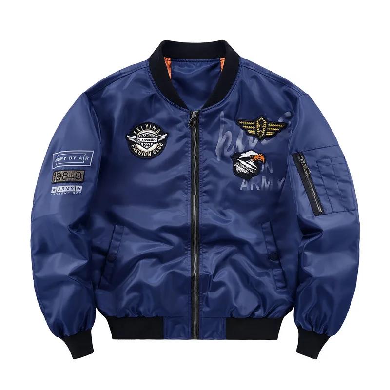 Blouson Aviateur Homme Printemps Automne Style Décontracté Air Force MA-1 Veste Baseball Fermeture Éclair Manches Longues Polyester
