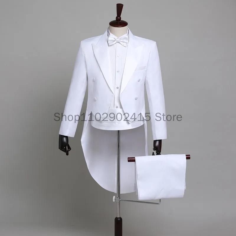 Manteau de queue de revers noir brillant classique pour hommes