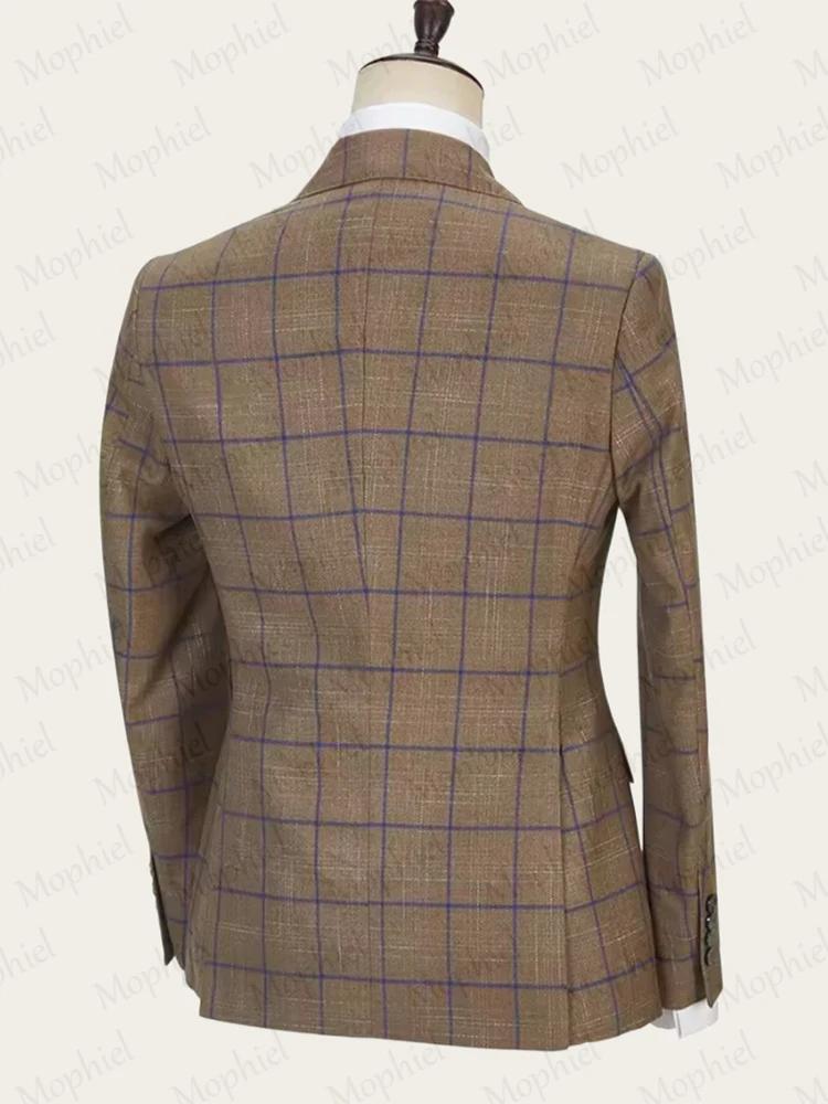 Costume homme 3 pièces à carreaux marron