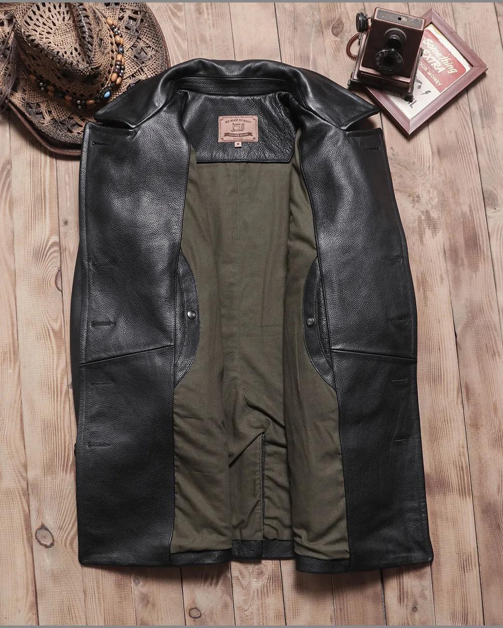 Veste en cuir noire d'hiver pour homme