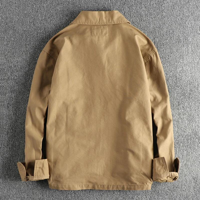 Veste en Jean Délavé de Style Militaire Rétro pour Homme