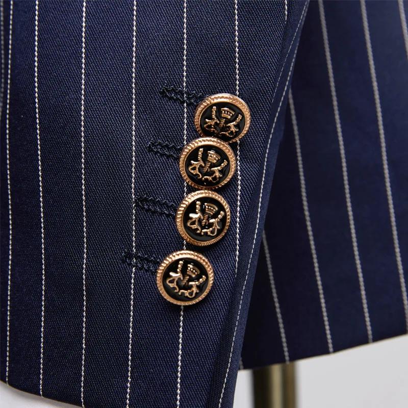 Blazer croisé rayé bleu marine pour homme