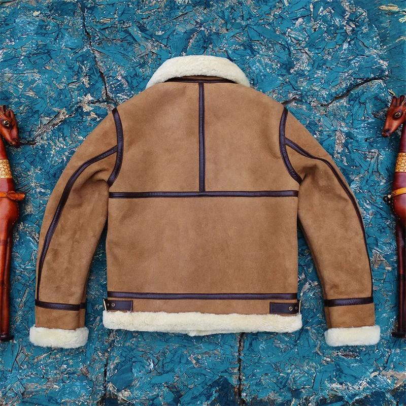 Veste en peau de mouton véritable marron clair pour homme