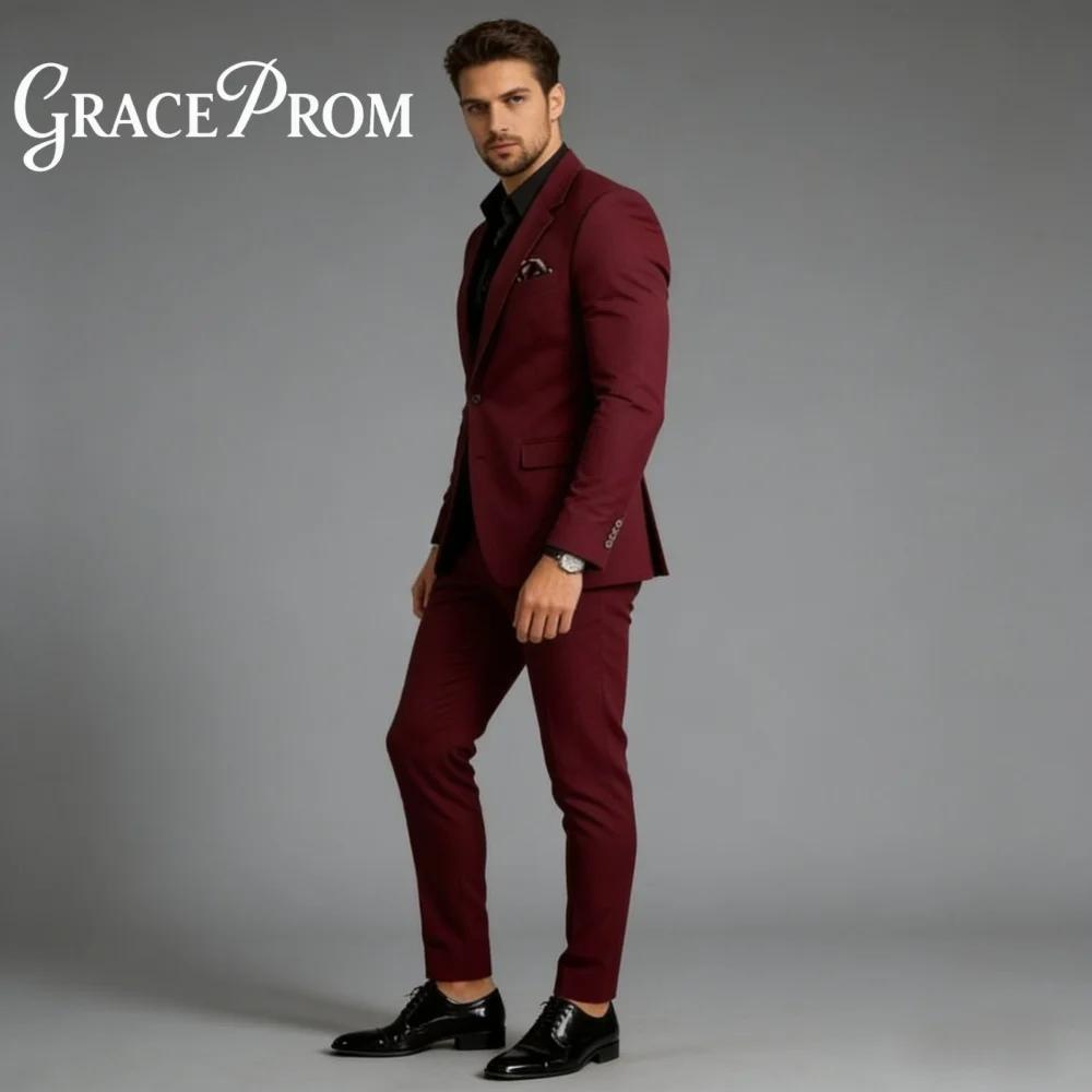 Costume de Mariage Homme Beige à Revers Cranté