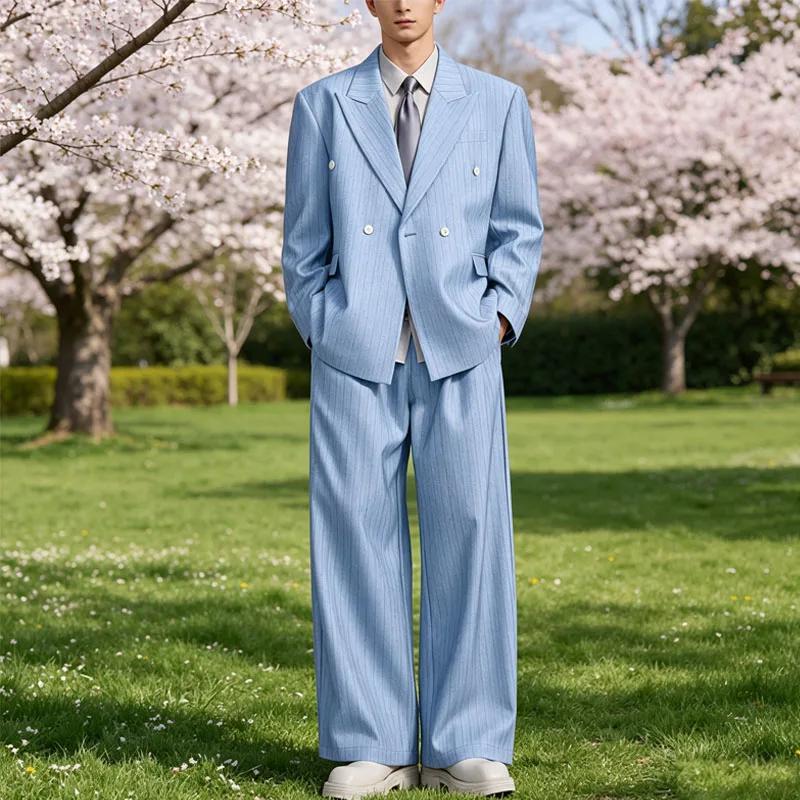 Costume 2 pièces à rayures pour homme