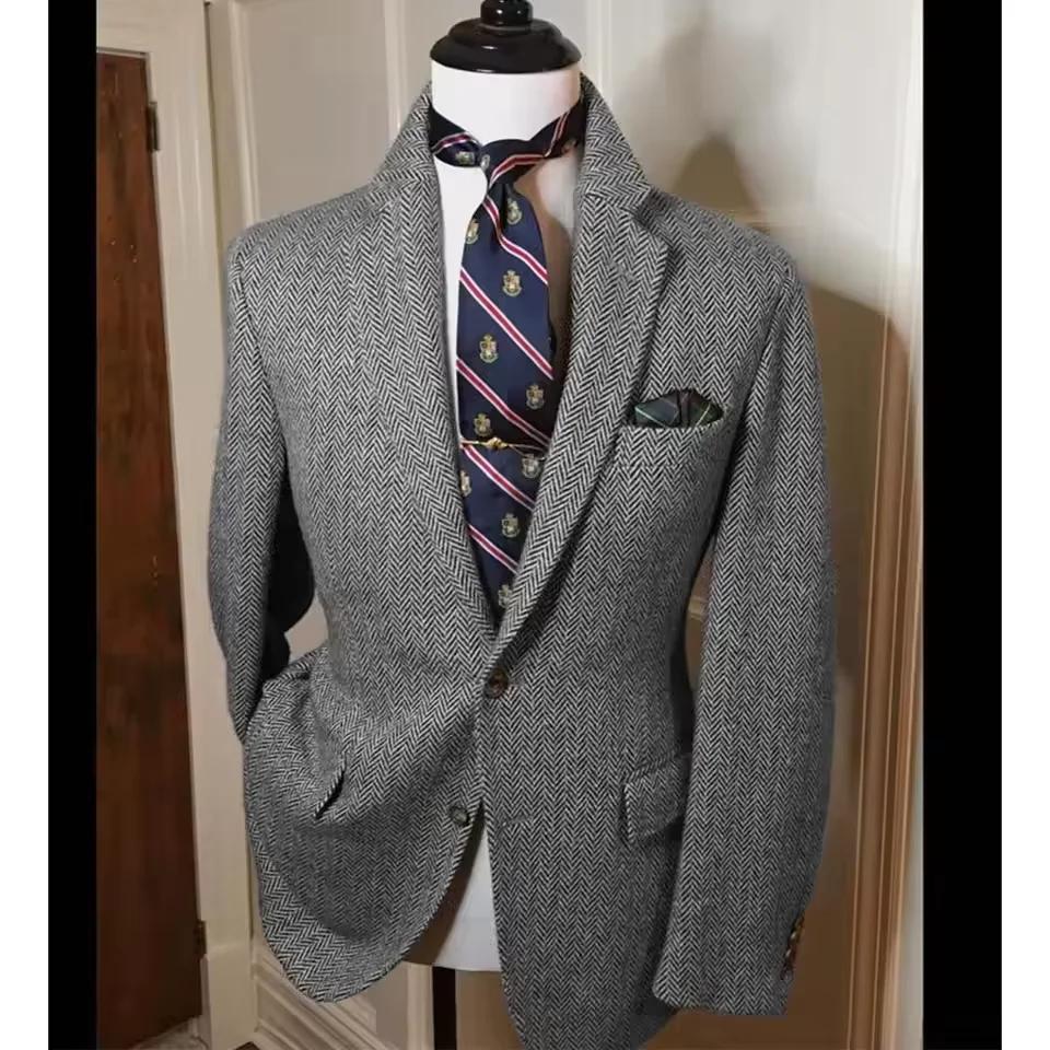 Blazer en tweed à chevrons pour homme
