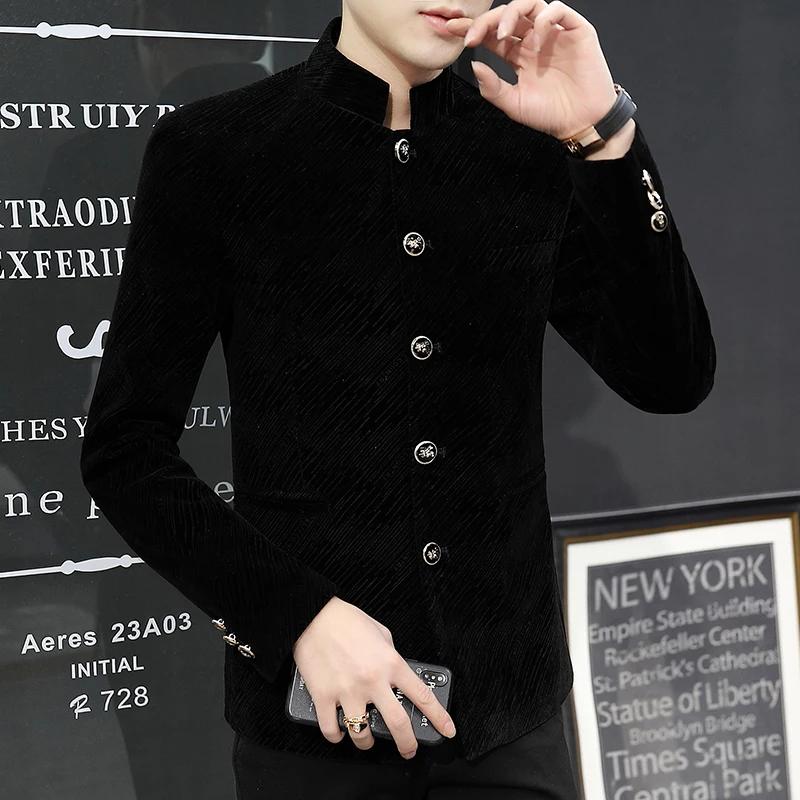 Veste de costume en velours rétro de luxe pour hommes