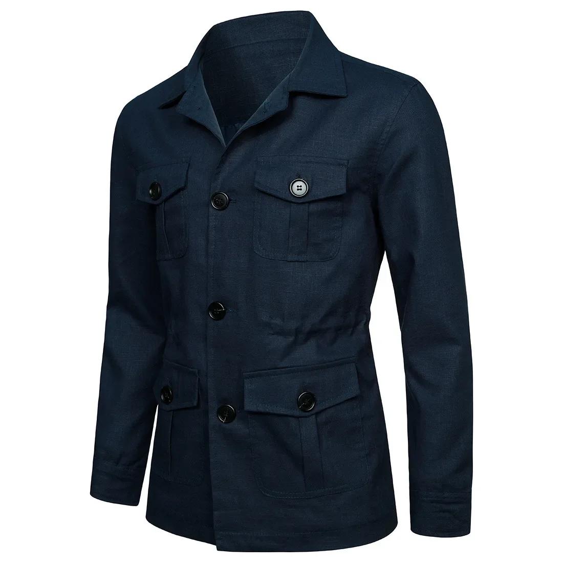 Veste à simple boutonnage pour hommes avec poches