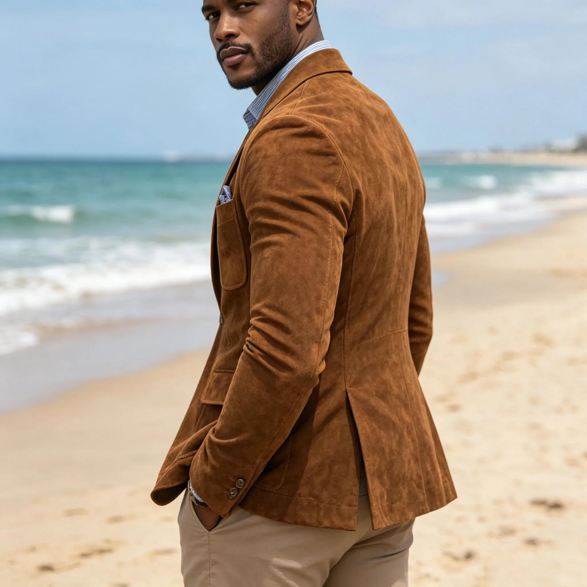 Blazer en daim marron pour homme