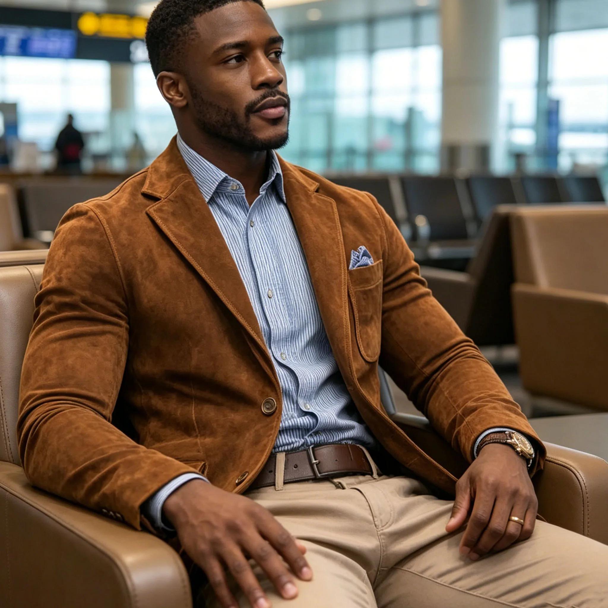 Blazer en daim marron pour homme