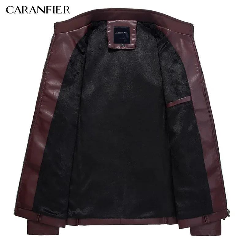 CARANFIER 2025 mode hiver Silm veste en cuir hommes de haute qualité PU décontracté Biker manteau pilote Jaqueta