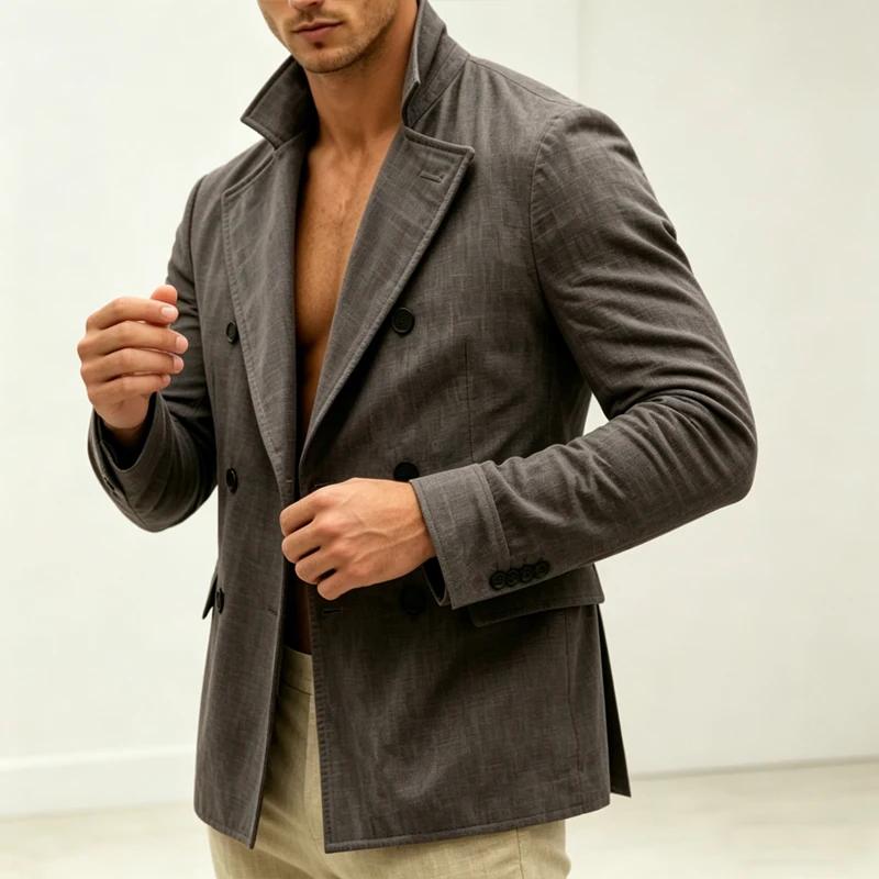 Blazer croisé en lin pour homme