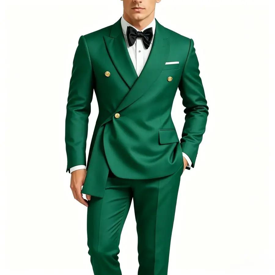 Costume de mariage homme 2 pièces croisé coupe ajustée pour le marié