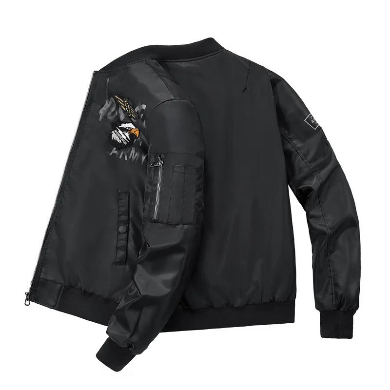 Blouson Aviateur Homme Printemps Automne Style Décontracté Air Force MA-1 Veste Baseball Fermeture Éclair Manches Longues Polyester