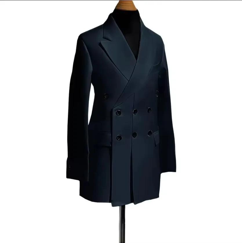 Tuxedos de marié bleu marine à trois boutonnage pour hommes