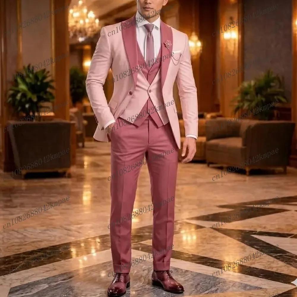Costume homme rose clair et rose foncé