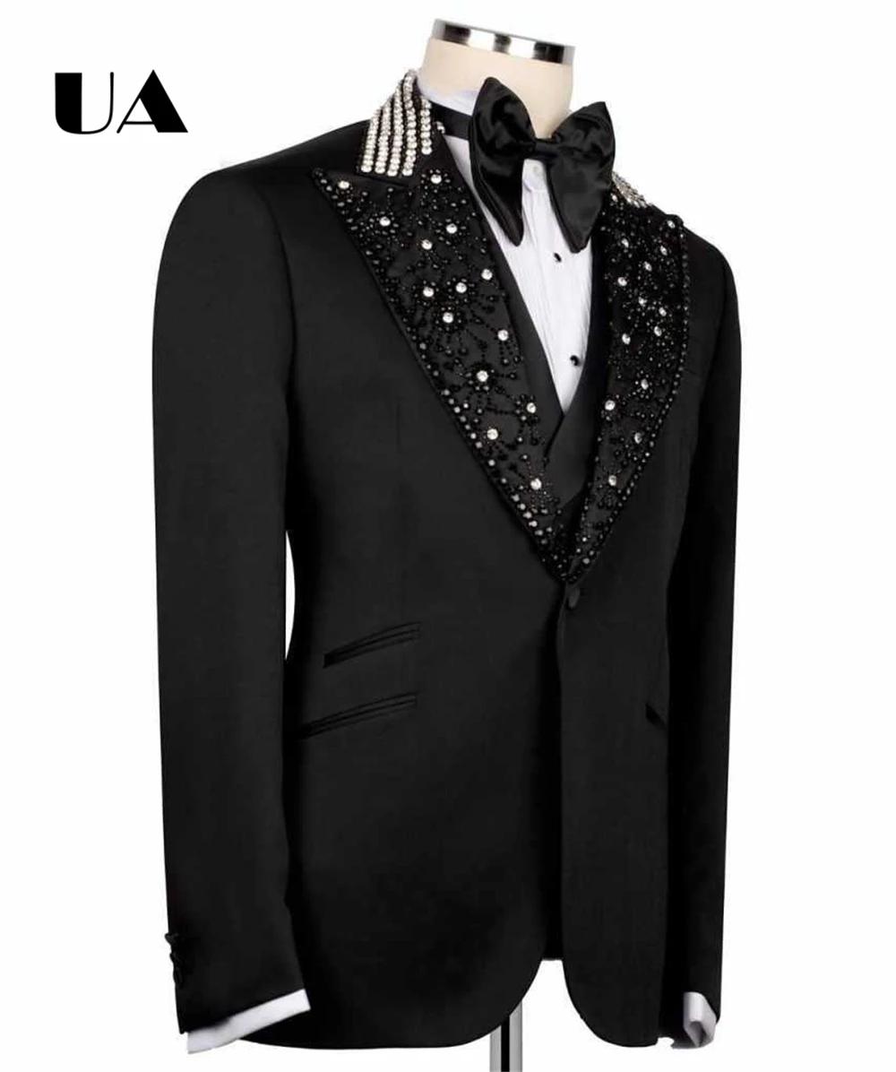 Ensemble de costume de perles de luxe haut de gamme pour hommes