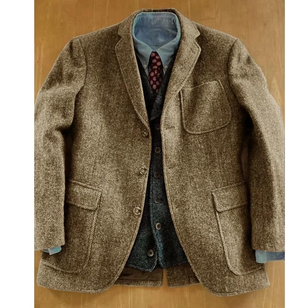 Blazer en tweed à chevrons pour homme
