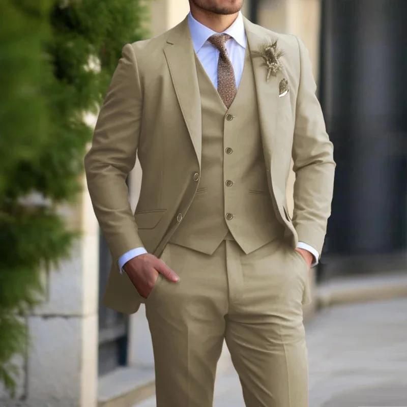 Costume Beige 3 Pièces pour Homme