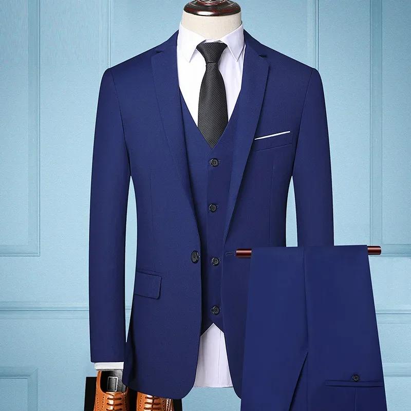Le nouveau magasin offre des prix réduits décontracté formel affaires hommes à la mode Gentleman couleur unie toutes saisons costume ajusté