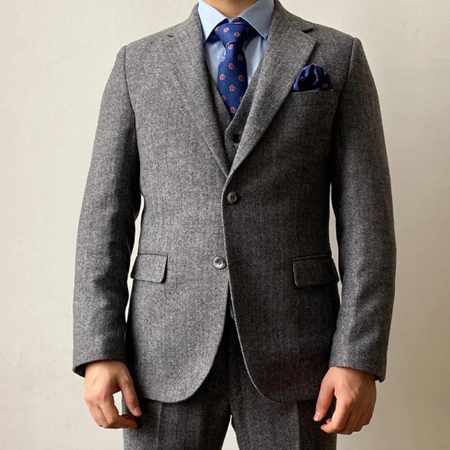 Nouvel ensemble de costume grande taille pour hommes avec motif à chevrons