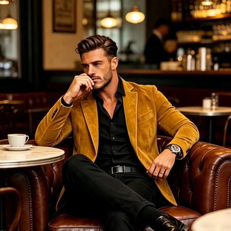 Blazer de luxe pour homme en suède texturé