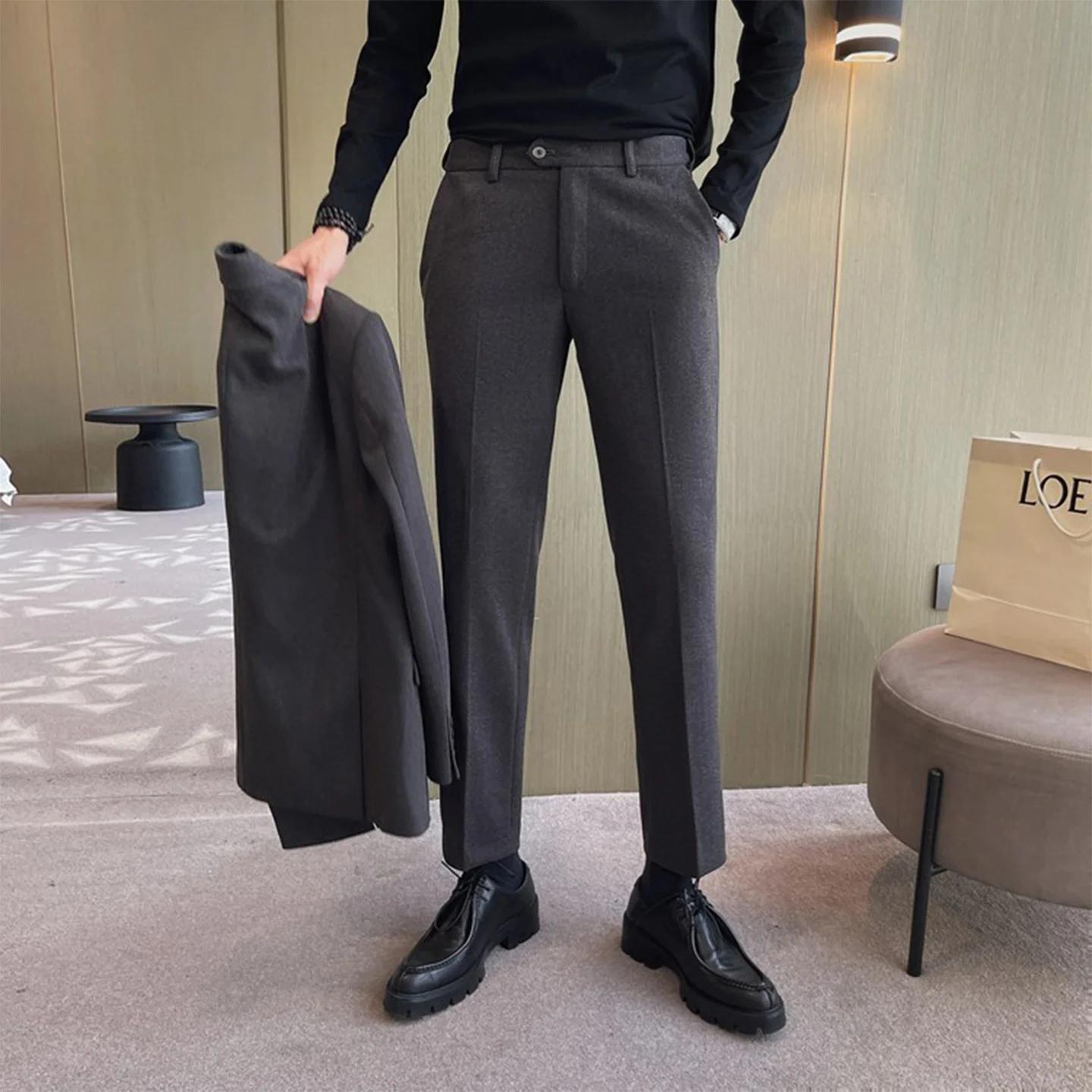 Nouveau pantalon de costume en laine pour hommes