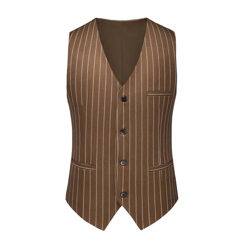 Gilet de costume à rayures rouges pour hommes