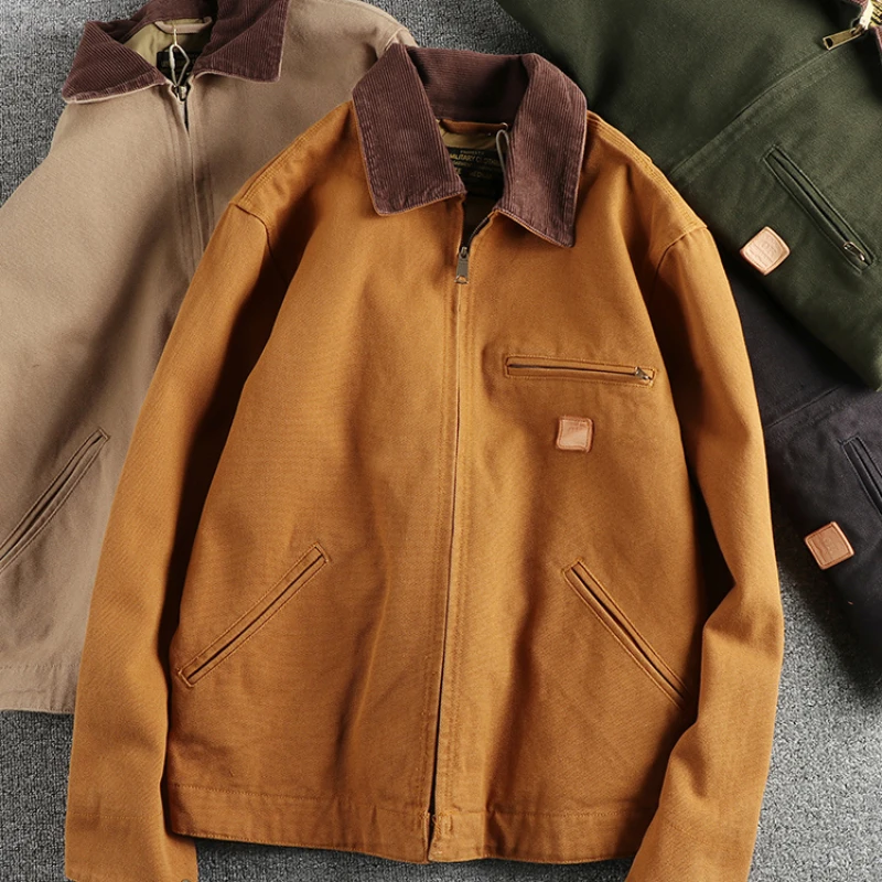 Veste Vintage Tendance en Toile Délavée pour Homme