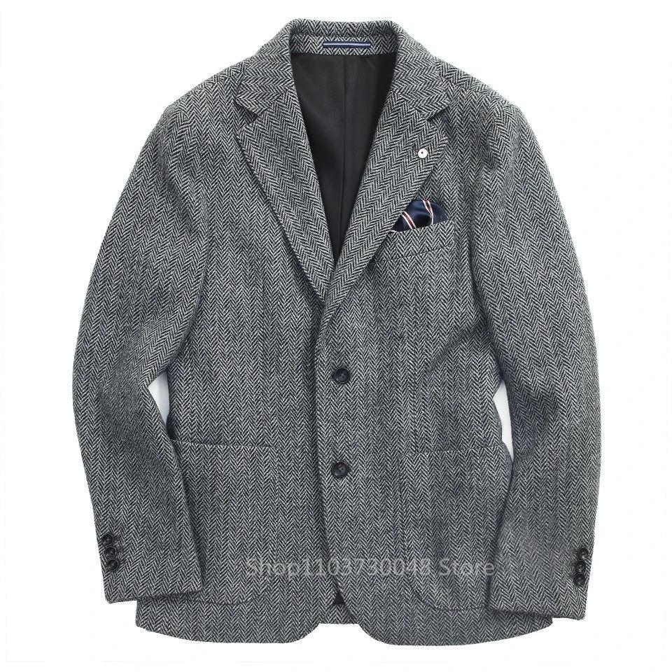 Blazer décontracté marron à chevrons pour homme