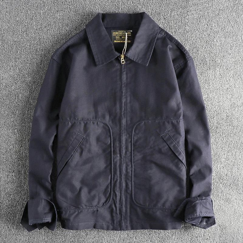 Veste en Jean Délavé de Style Militaire Rétro pour Homme