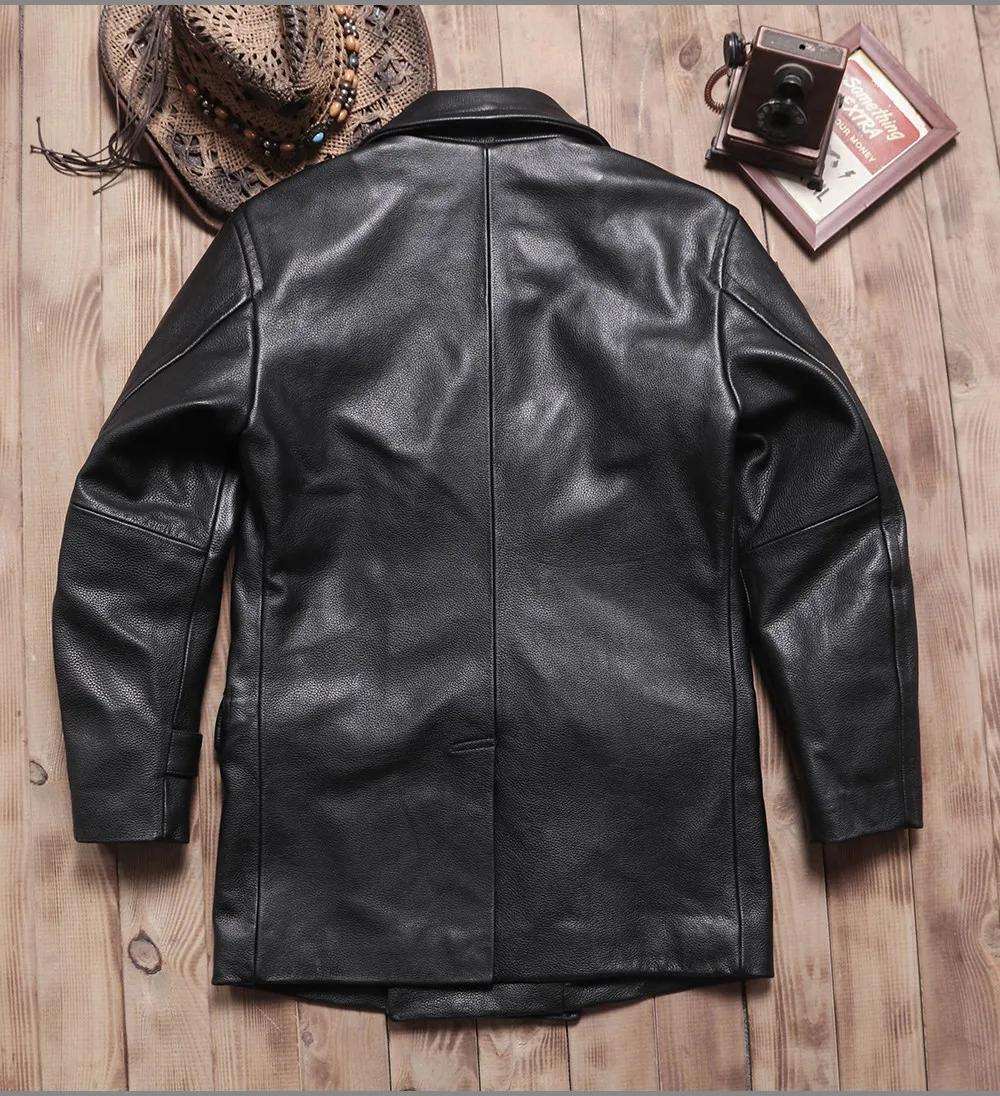 Veste en cuir noire d'hiver pour homme