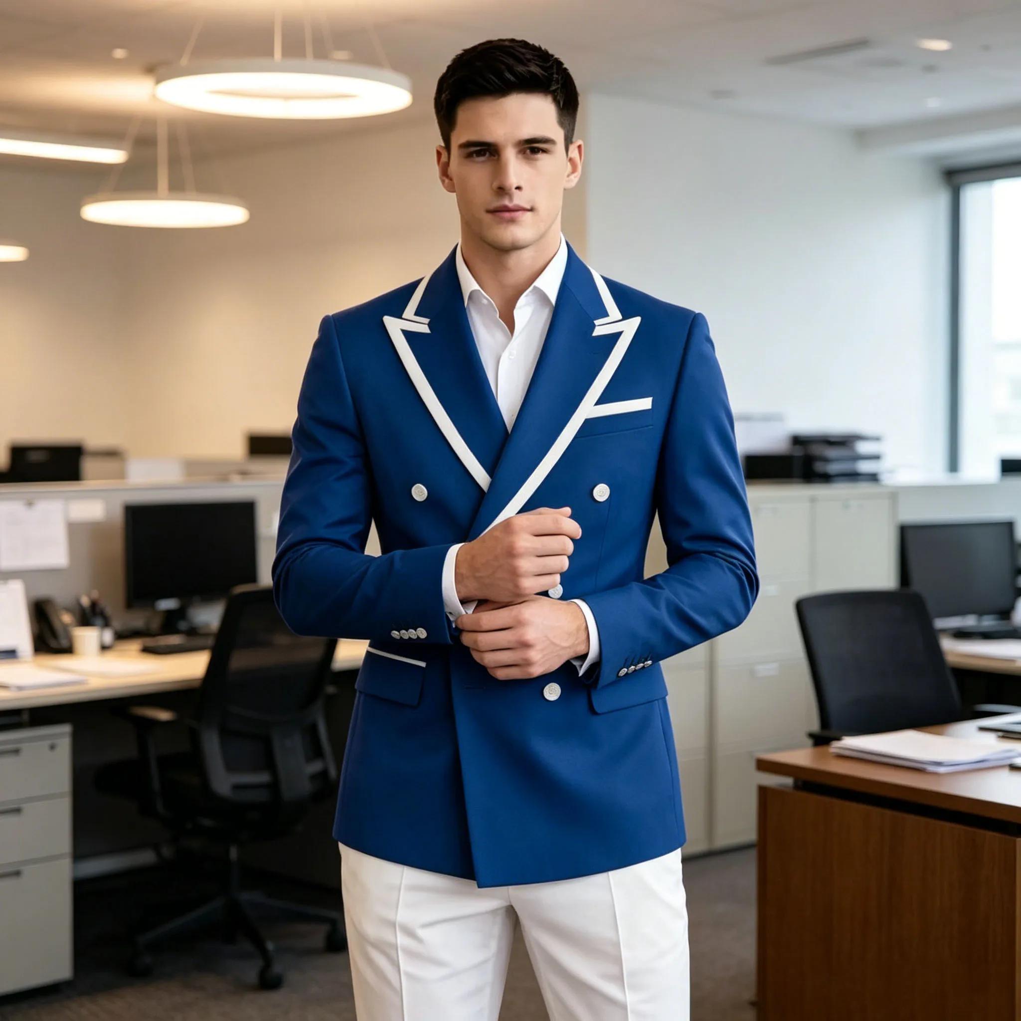 Blazer de costume bleu marine pour homme