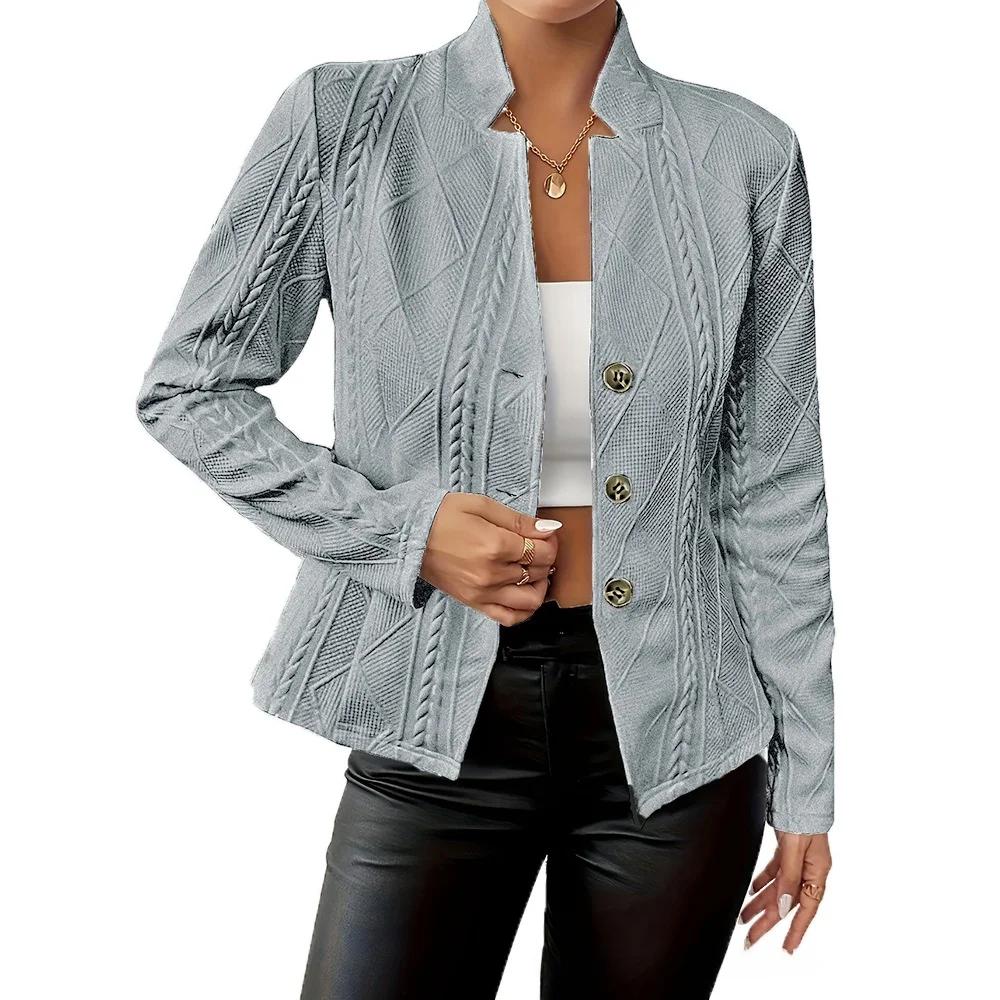 Blazer court boutonné à motifs