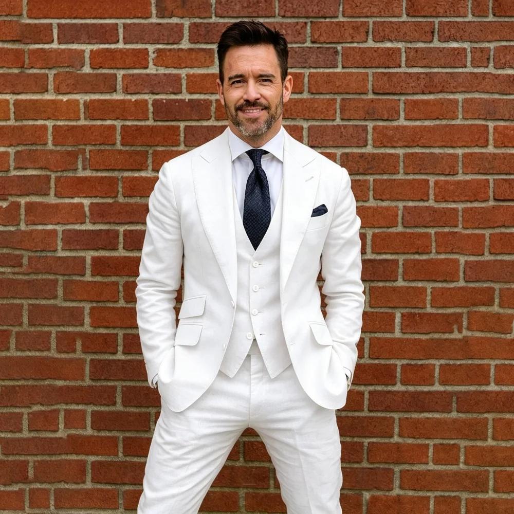 Costume homme en lin 3 pièces sur mesure
