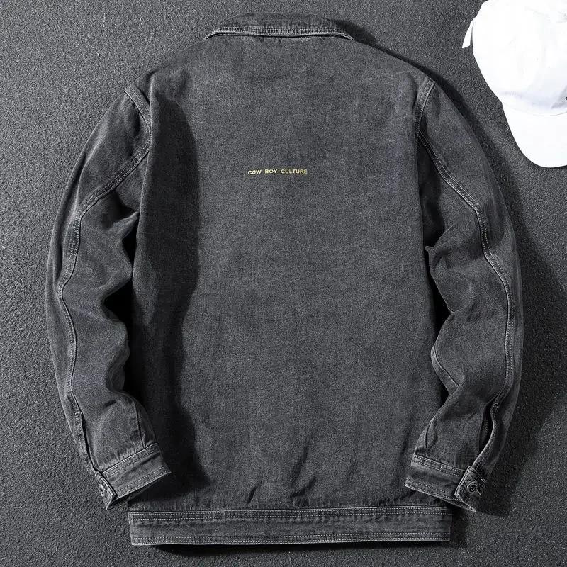 Veste en jean à épaules larges pour hommes