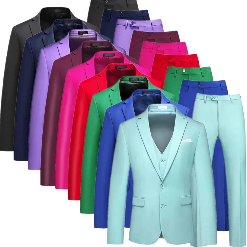 2026 nouveau Costume vert pour hommes 3 pièces (veste + pantalon + gilet) noir gris rouge Terno Masculino mode