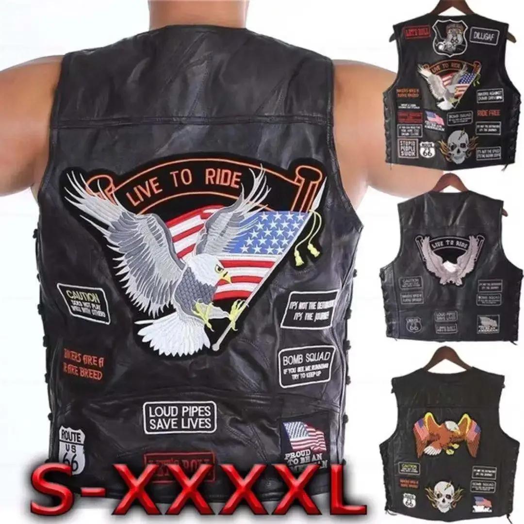 Gilet de motard en cuir pour hommes