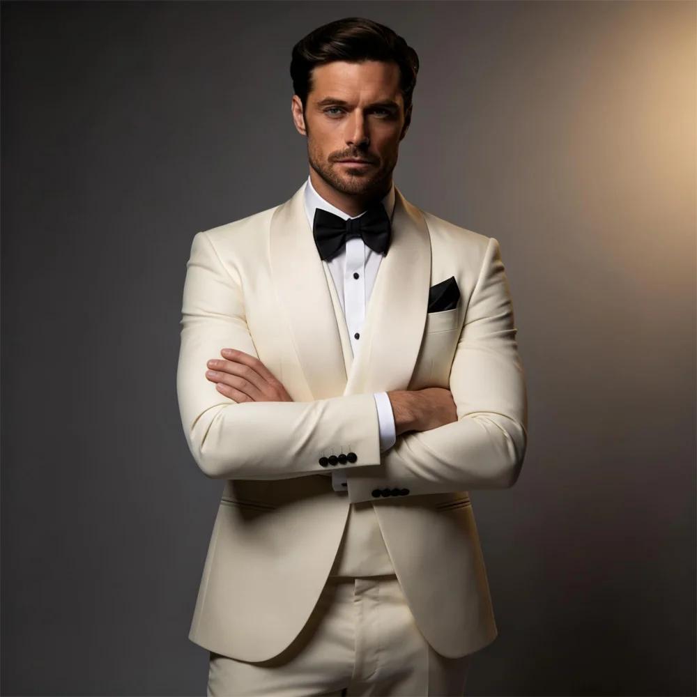 Costume de smoking élégant ivoire pour homme