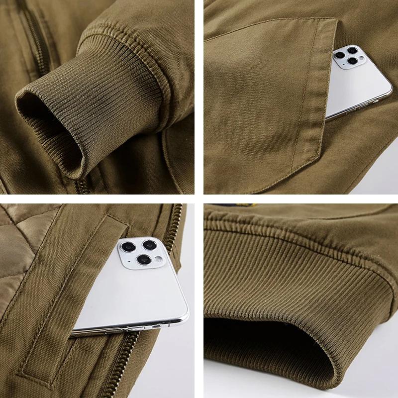 Blouson aviateur militaire en coton à capuche pour hommes