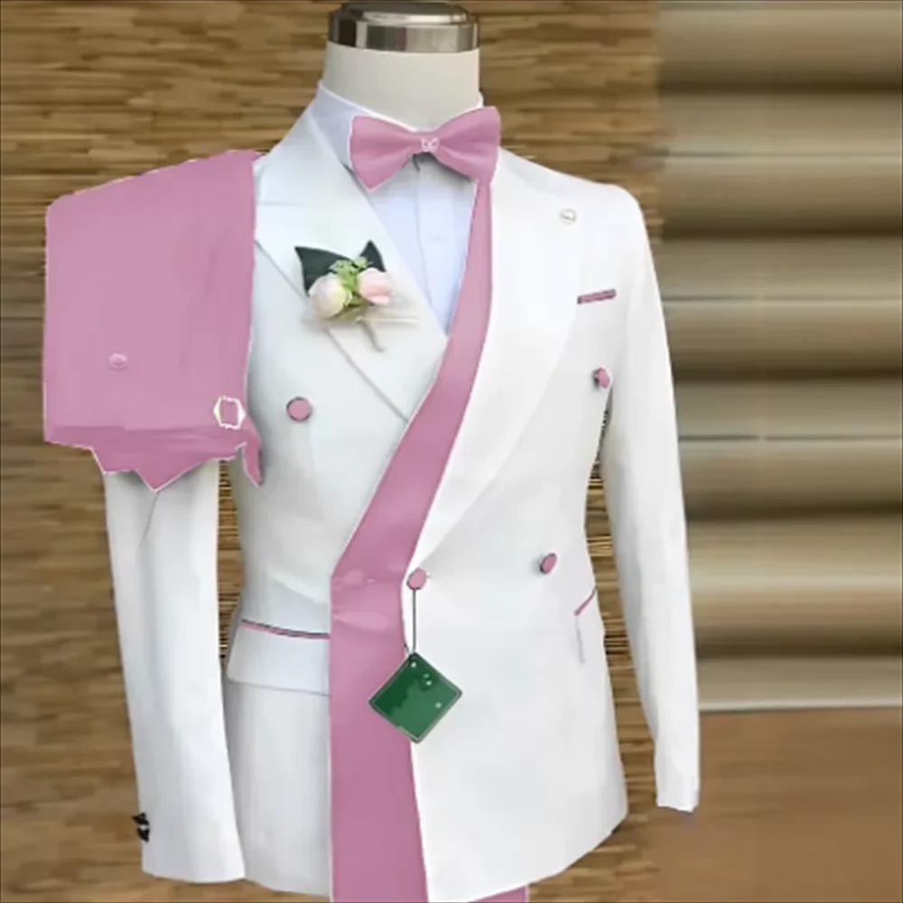 Costumes pour hommes Double boutonnage mariage marié formel affaires Blazer avec pantalon