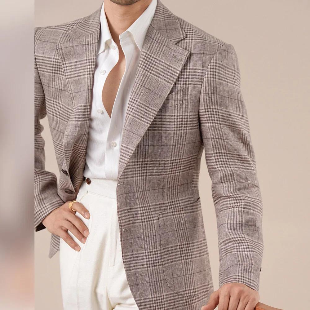 Blazer en lin à carreaux Prince italien pour homme