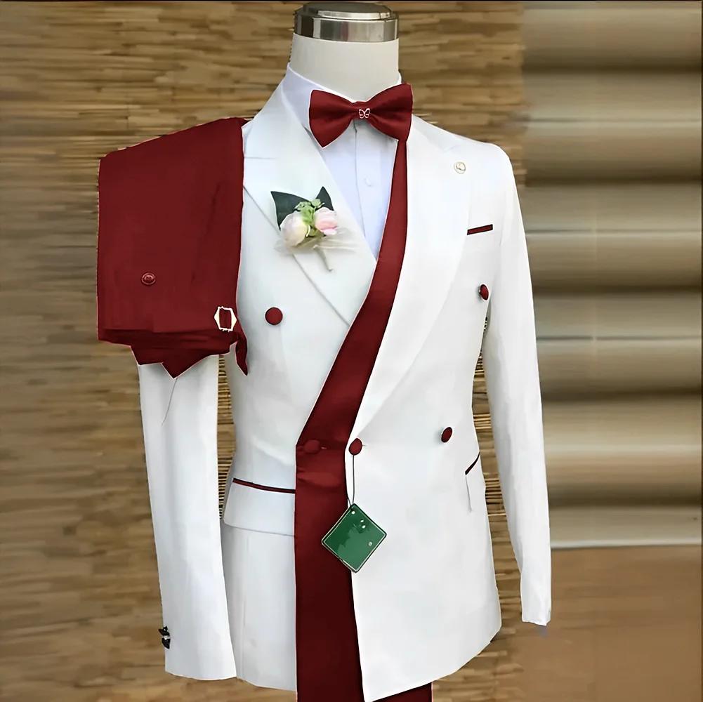 Costume de mariage sur mesure blanc noir pour hommes