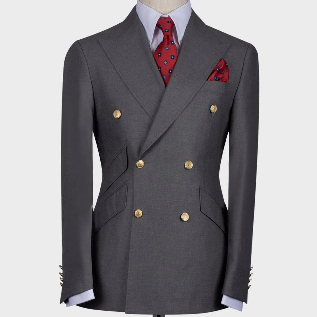 Costume 2 pièces gris foncé pour hommes